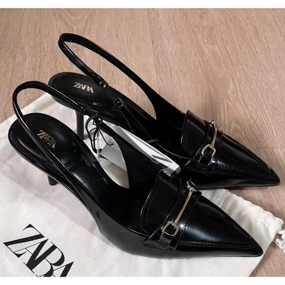 RARE!!! ZARA Embellished Slingback Shoes NWT - Picture 14 of 17